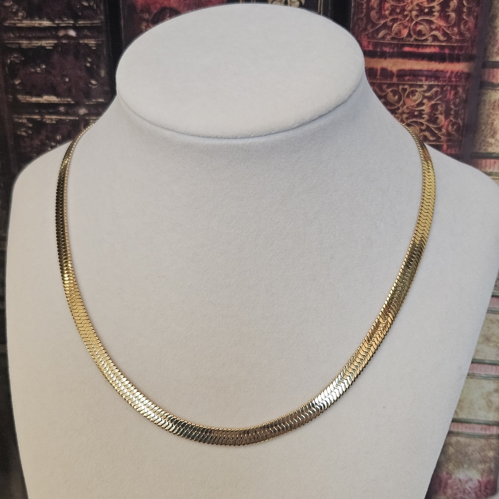 Jennifer Zeuner Necklace Allie Herringbone Chain Gold Tone 16"-18"